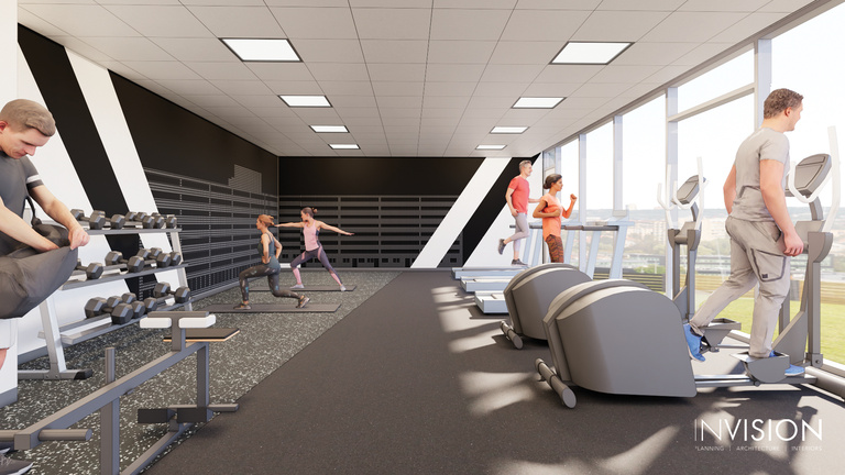 architectural rendering of the planned fitness center